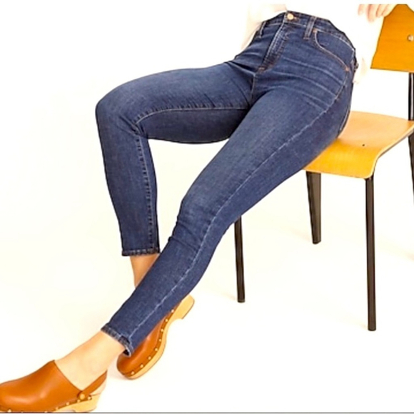 J Crew Toothpick Jeans Cropped Dark Wash High Waist Size 28 - Picture 4 of 5